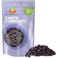 Amrita Zante Currants 1 lb, No Added Sugar Dried Black Currants, Non-GMO | Naturally Sweet Dried Fruit, Gluten Free, Non-GMO, Vegan. Packed Fresh in Resealable Bags for Baking, Salads & Healthy Snacks