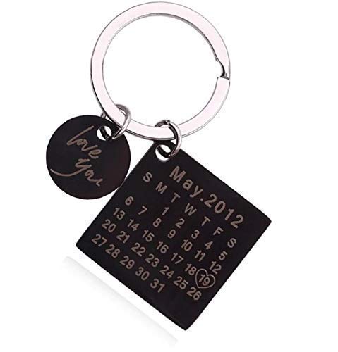 Miniatura 6 de Personalized Custom Calendar Keychain, Stainless Steel Highlighted with Heart Date, Engrave Date Wedding Anniversary Keyring Gift, Gift for her,