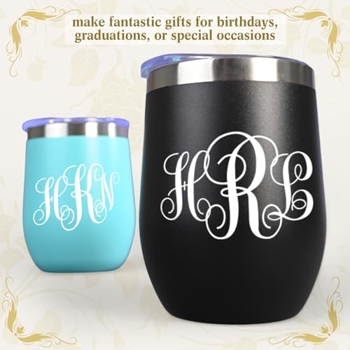 Image of Fullhawl 8 Sheets UV Dtf Cup Wrap Waterproof Split Initial Letters Stickers Custom Vinyl Lettering Alphabet Stickers Personalized Vinyl Name Decals for Tumbler Notebooks Cup Laptop DIY Crafts(White)