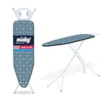 Minky Expert Blue Ironing Board | Large 122 x 38 cm Surface | Universal Height Adjustment | Steam-Flow Mesh | UK Manufactured