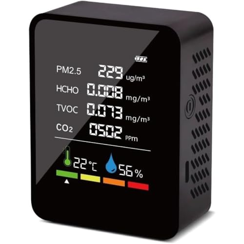 Negosu C Co C 6 In 1 @\|[^uCio PM2.5 PM10 HCHO TVOC CO CO2 zAfqhj^[ LCD ʃfBXvC Cj^[ KX͌v (PM2.5 (