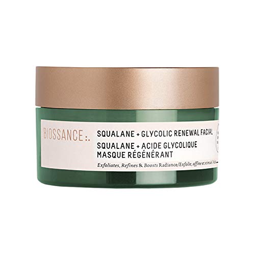Biossance Squalane + Glycolic Renewal Facial - 3-in-1 Facial Peel, Exfoliant + Mask - No Parabens - Vegan + Fragrance-Free (60ml)