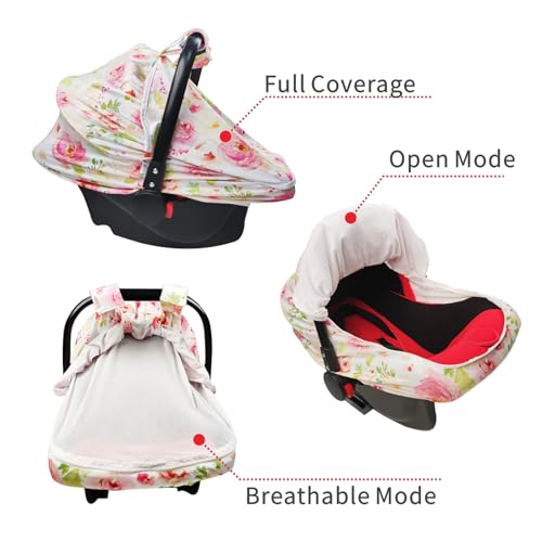 Image of Little Tots Baby Car Seat Canopy Cover, Breathable Sun Shade, Full Privacy for Newborns & Infants, Universal Fit for Boys & Girls