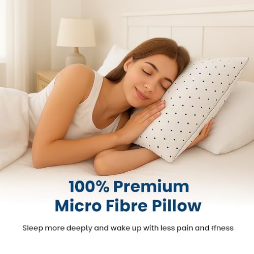 Image of Dreamie Queen Size Pillows Set of 1 Piece /Standard Size Cotton Feel Soft Microfiber Pillows /No Cover Needed /Machine Wash /Sleeping Pillows for Bed /Cotton Pillows for Sleeping /Queen Size (18 x 27 inch)