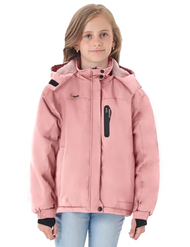 Image of GEMYSE Girl's Waterproof Ski Snow Jacket Hooded Fleece Lined Windproof Winter Jacket