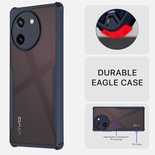 Image of Pikkme Vivo T3x 5G / Vivo Y200i 5G Back Cover | Crystal Clear Transparent Back | Ultra Hyrbid | Full Camera Protection | Raised Edge | Bumper Back Case (Blue)