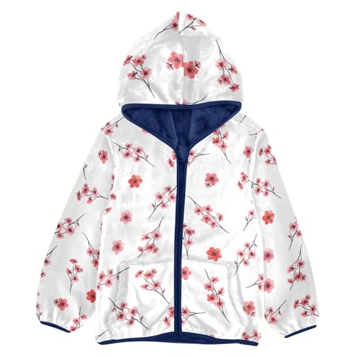 CHIFIGNO Cherry Blossom Flowers Toddler Snow Jacket, Toddler Zip up Jacket Thick for Fall Winter Spring 3T