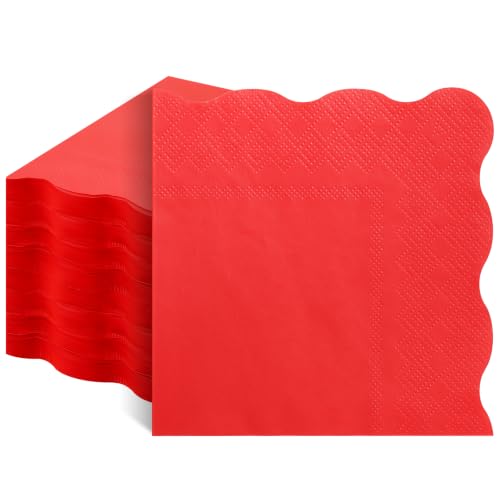NatNarr 80 Pcs Cocktail Napkins, Red Paper Napkins 5 x 5 Inch