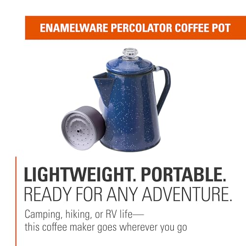 GSI Outdoors Percolator Coffee Pot | Enamelware Campfire Coffee Boiler Kettle for Outdoor Camping Cookware, Cabin, RV, Kitchen, Hunting & Backpacking
