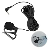 Microphone Externe pour autoradio 3,5 mm Compatible avec Sony Kenwood Alpine JVC et Pioneer, Câble de 3 m, fiche coudée 3,5 mm, Compatible avec Les autoradios GPS, Bluetooth et DVD