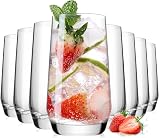 Drinking Water Glass Cups Set,Crystal Clear tall Glass cups set of 8,16.2oz