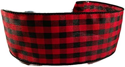 Red/Black Plaid Ribbon - Small Check Wired - 2.5In Wide - 4 Yards
