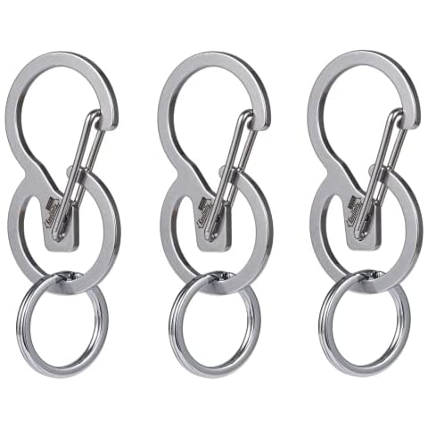 KeyUnity KS01 EDC Keyring Carabiner Clip, B-Shape Quick Release Key Holder for Trousers, Carabiner Hook Keyring Stainless Steel 420 Perfect for Home and Office (3) Cover