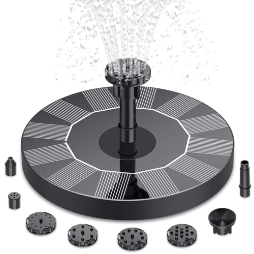 AISITIN Fontaine Solaire Exterieure de Jardin, Fontaine Exterieure de Jardin avec 6 Buses, Pompe Solaire Bassin Exterieur pour Étang Piscine Patio Décoration