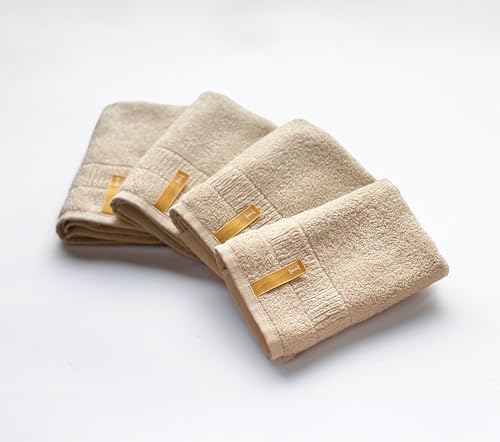 IKEUCHI ORGANIC Wash Cloth 7.1 x 7.1 GOTS Certified, Pack of 4,ORGANIC330 (Ivory)