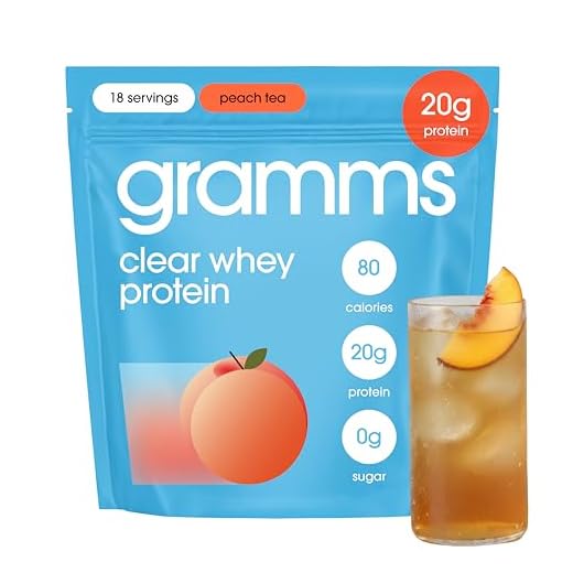 GRAMMS Clear Protein Powder | 20G Whey Isolate | Gluten Sugar Lactose Free | Peach Tea | 18 Servings