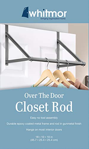 Whitmor Over The Door Hanger, Over The Door Clothes Hanging Rack, Black, Gunmetal, GUNMETAL - Image 4