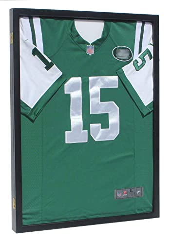 Displaygifts Jersey Display Frame Case Large Frames Shadow Box Lockable With Uv Protection For Baseball Basketball Football Soccer Hockey Sport Shirt With Hanger Stand Black Finish #TOP1