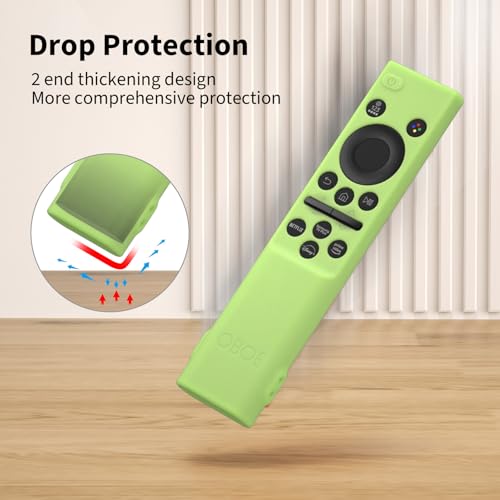 Image of OBOE Silicone TV Remote Cover for Samsung BN59-01311, Glow in Dark Green | Compatible with Samsung Smart TV, Compatible with Samsung QLED TV, Open Key Protective Case, With Loop, Remote Not Includd
