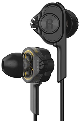 Earbuds, UiiSii T6 Dual Drivers Wired Earphones with Mic, Deep Bass and Noise Reduction, Snug and Soft Design and Volume Control Compatible with iOS and Android (Black)