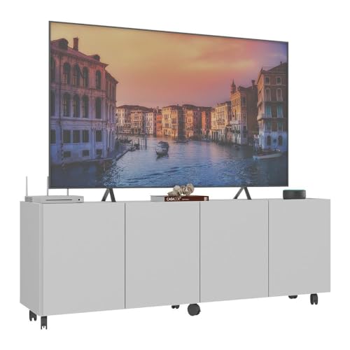 Rack para Tv até 50 Polegadas com 4 Portas e Rodízios Multimóveis Mp1069 Branco