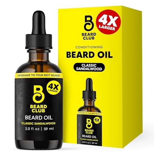 The Beard Club Beard Oil for Men - 2oz Classic Sandalwood Natural Beard Oil with Castor & Amber Oils - Beard & Mustache Conditioner - Hydrates, Softens & Soothes Dry Skin - Strengthens Hair Follicles