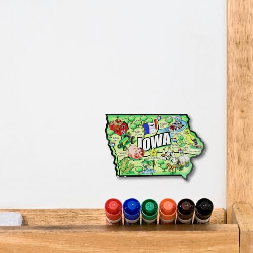 Imán Acrílico en Forma de Iowa con Diseño Colorido 3.75 x 2.25 miniatura 3