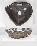30 cm Naturstein-Waschbecken oval grau für Bad Gäste WC Steinwaschbecken Aufsatzwaschbecken aus Flussstein