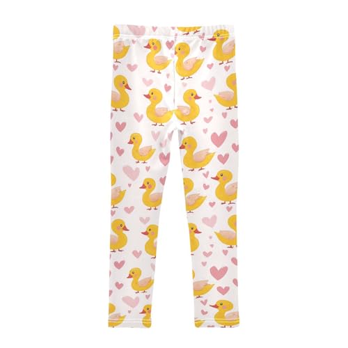 Yellow Ducks Girls' Leggings Toddler Doodles Pink Hearts Kids Yoga Pants Dance Active Tights 4T2