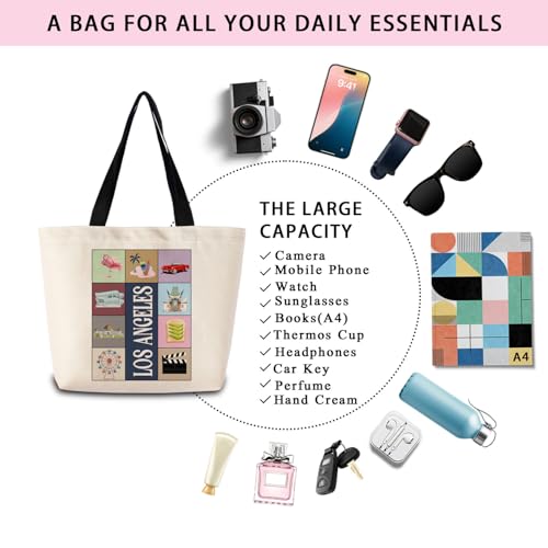 Bolso tote Travel Los Ángeles: bolso de hombro y mano estético, ligero y lavable, ideal para compras y viajes, regalo para mujeres y amigas miniatura 7