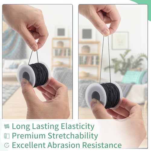 Aubeco 1mm Stretchy Bracelet String, Sturdy Elastic String, Elastic Cord for Jewelry Making, Necklaces, Beading and Crafts (2 Black) - Thumbnail 4
