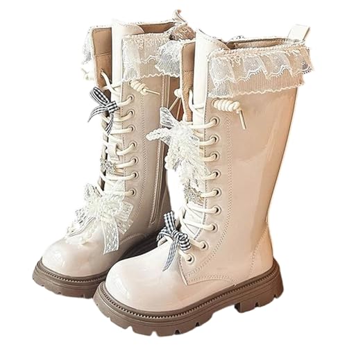 Botas NiñAs 𝒉𝒖𝒏𝒕𝒆𝒓,Botas De Invierno CáLidas Para NiñAs Con Un Bonito Detalle De Lazo Botas Largas Con Forro Polar Suela Antideslizante Calzado Para Jugar Al Aire Libre En Climas FríOs Y Uso