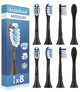 8er Ersatzbürsten von demirdental passend für Philips Sonicare Ersatzbürsten C3 Premium Plaque Defence Standard Schallzahnbürstenköpfe, entspricht HX9044, kompatible Ersatzbürsten, Schwarz