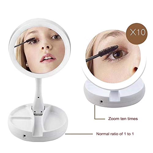 Miroir de table avec lumières LED grossissant pliable USB batterie - 6