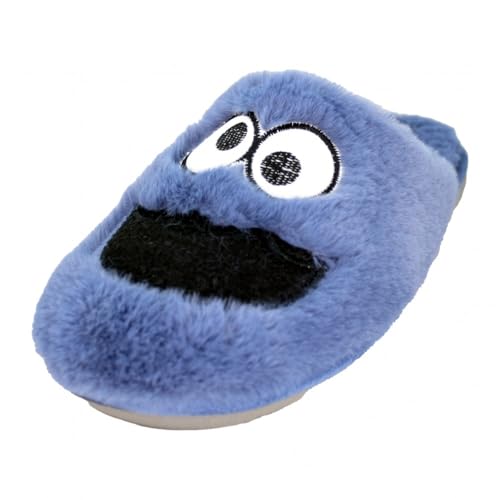 Chaussons monstre mangeur de biscuits bleu léger spécial parquet