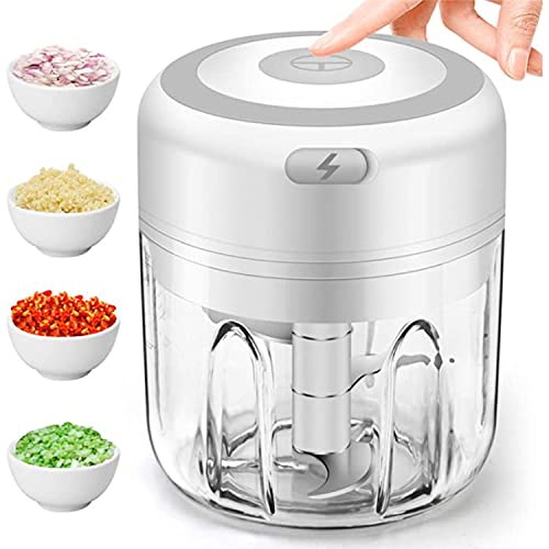 Mini Electric Garlic Chopper, Portable Food Processor, Usb Mini Food Chopper Garlic Mincer, Food Chopper For Vegetable, Pepper, Onion, Baby Food, Seasoning, Nuts (White) #TOP30