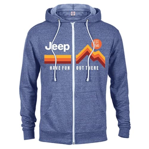 Jeep Hoodie Men Full Zip Cotton Blend Have Fun Out There Official Merchandise Automotive Apparel Off Road Gear