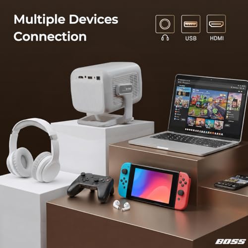 Image of BOSS X900 Pro Ai Smart | Full HD, 8K Supported Projector | 900 ANSI | Sealed Optical Engine | Auto Focus & AI Keystone | Android 13 | WiFi & Bluetooth | Voice Remote |