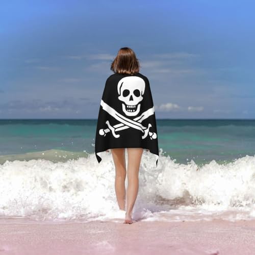 Serviette en microfibre horizontale à séchage rapide imprimé drapeau pirate - 7