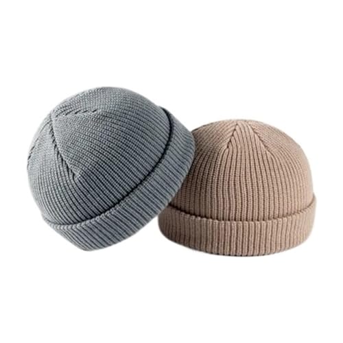 Bonnet tricoté vintage sans bords extensible chapeau dôme chaud melon