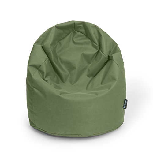 BuBiBag Sitzsack Tropfenform Beanbag Sitzkissen für In & Outdoor XL 300 Liter bis XXXL 470L mit Styropor Füllung in 23 versch. Farben (XL ca. H : 105cm - Dm: 65cm ca. 320 Liter, Khaki)