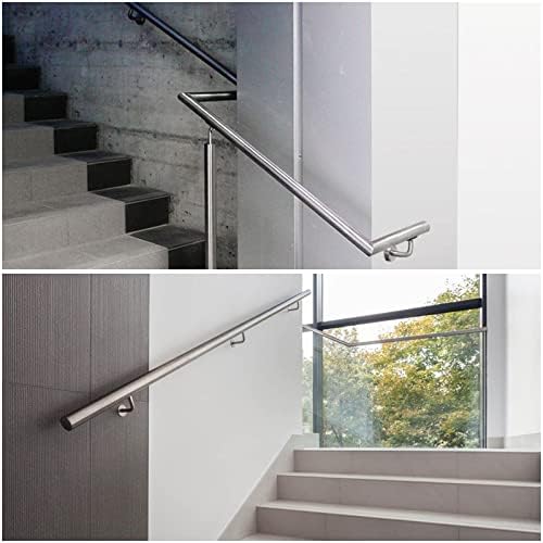 MIVIDE 8PCS Handrail Brackets, Wall Mounted Handrail Bannister Support, 201 Stainless Steel Handrail Holder, Heavy Duty Stair Rail Brackets, Screws Included
