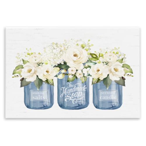 White Rose Farmhouse Bouquet, 10 x 15 Inch Mounted Print on Wall Plaque