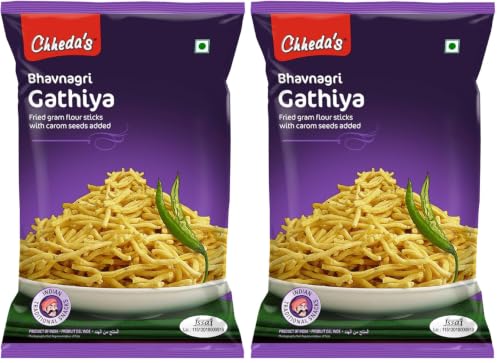 Image of Chheda's - Bhavnagri Gathiya - Fried Gram Flour Sticks, Carom Seeds - 300 Gm Pack of 2