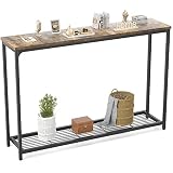 Ecoprsio 48 Inch Console Table, Long Sofa Table with Mesh Shelves, 2 Tier Entryway Table Foyer Table