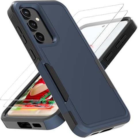 PhuLok Compatible with Samsung Galaxy S23 FE Case with HD Screen Protector Heavy Duty Rugged Full-Body Shockproof Military Grade Protection (Navy Blue) Cover