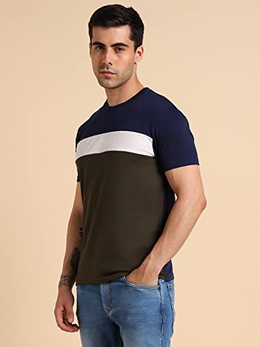 Image of Dennis Lingo Men's Cotton Slim Fit Solid T-Shirt (Round Neck)