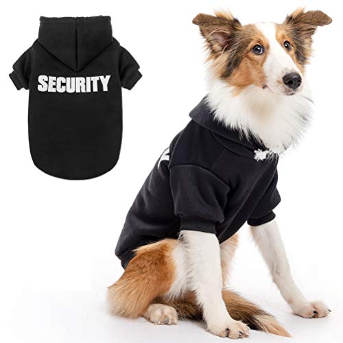 Dog Hoodie Pet Clothes - Security Printed Pet Sweaters with Hat Soft Cotton Coat Winter for Small Medium Large Dogs Cats
