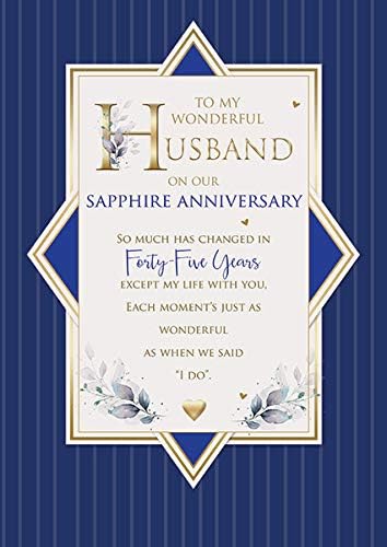Husband Sapphire 45th Wedding Anniversary Card - BigaMart