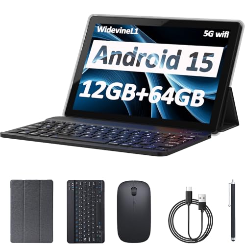 2023 Newest 2 in 1 Tablet, 10 inch Android 11 Tablet with Keyboard, 4GB+64GB, Tablets with Case Mouse Stylus, 1.8GHz Quad Core, 1280*800 HD Touch Screen, 8MP Dual Camera, Games, Wi-Fi, BT Tableta PC.